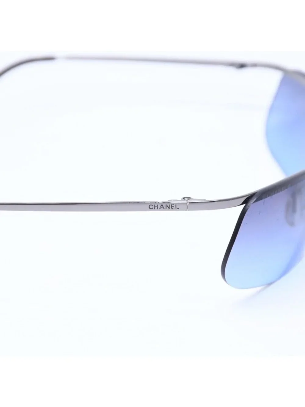 Chanel Half Rim Sunglasses Eyewear Blue Lens